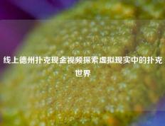 线上德州扑克现金视频探索虚拟现实中的扑克世界
