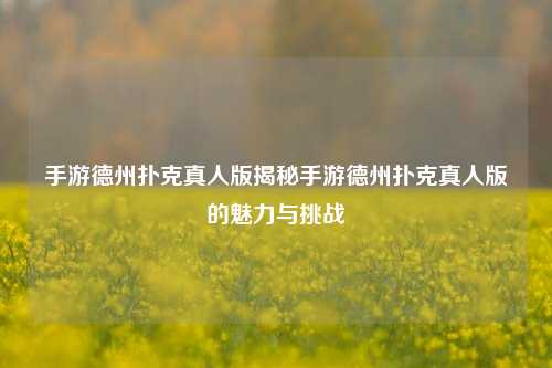 手游德州扑克真人版揭秘手游德州扑克真人版的魅力与挑战