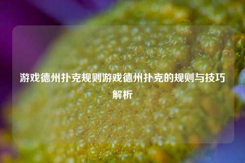游戏德州扑克规则游戏德州扑克的规则与技巧解析