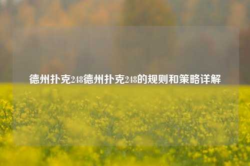 德州扑克248德州扑克248的规则和策略详解