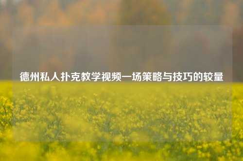 德州私人扑克教学视频一场策略与技巧的较量