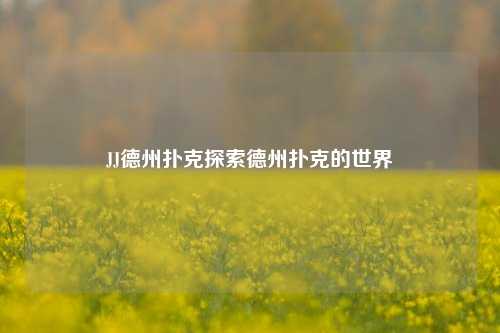 JJ德州扑克探索德州扑克的世界