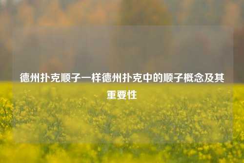 德州扑克顺子一样德州扑克中的顺子概念及其重要性