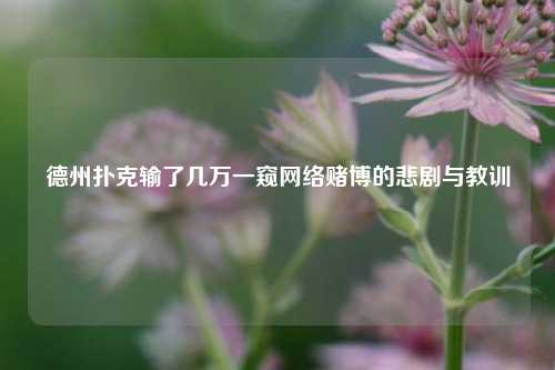 德州扑克输了几万一窥网络赌博的悲剧与教训