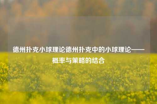 德州扑克小球理论德州扑克中的小球理论——概率与策略的结合