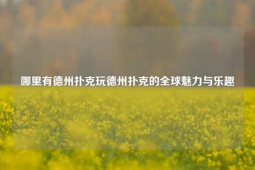 哪里有德州扑克玩德州扑克的全球魅力与乐趣