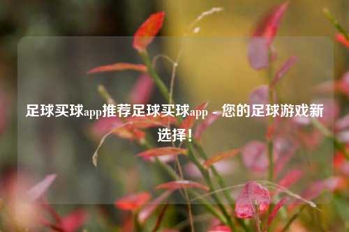 足球买球app推荐足球买球app - 您的足球游戏新选择！