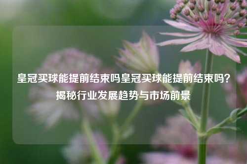 皇冠买球能提前结束吗皇冠买球能提前结束吗？揭秘行业发展趋势与市场前景