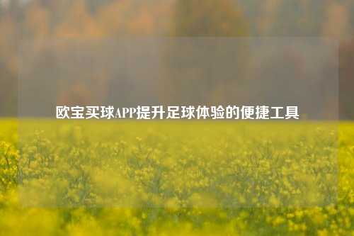 欧宝买球APP提升足球体验的便捷工具