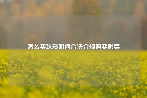 怎么买球彩如何合法合规购买彩票