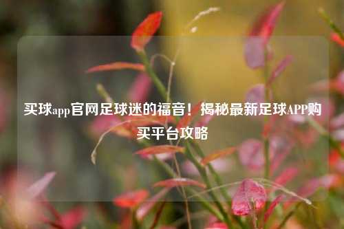买球app官网足球迷的福音！揭秘最新足球APP购买平台攻略