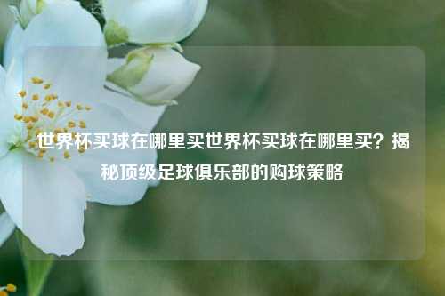 世界杯买球在哪里买世界杯买球在哪里买？揭秘顶级足球俱乐部的购球策略