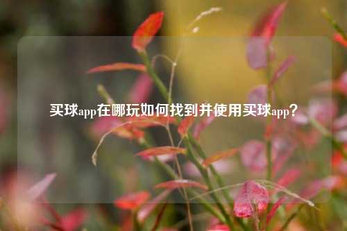 买球app在哪玩如何找到并使用买球app？