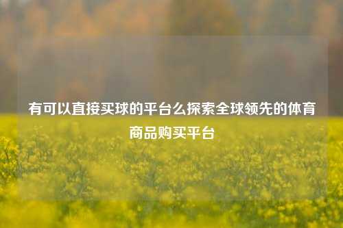 有可以直接买球的平台么探索全球领先的体育商品购买平台