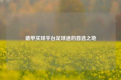 德甲买球平台足球迷的首选之地
