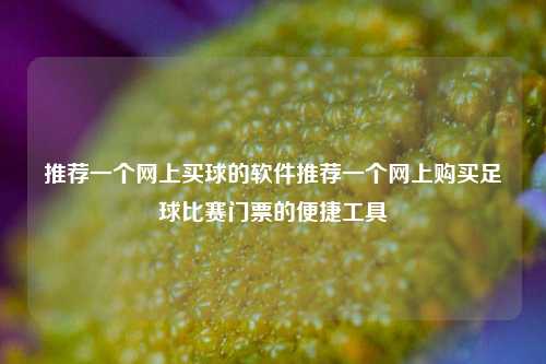 推荐一个网上买球的软件推荐一个网上购买足球比赛门票的便捷工具