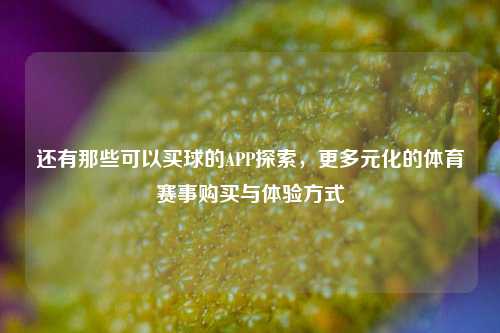 还有那些可以买球的APP探索，更多元化的体育赛事购买与体验方式
