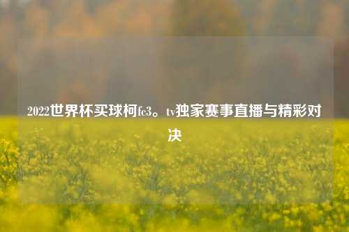 2022世界杯买球柯fc3。tv独家赛事直播与精彩对决