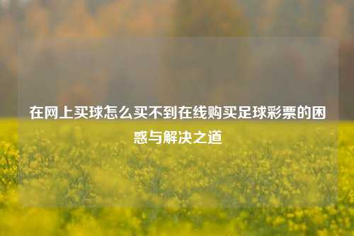 在网上买球怎么买不到在线购买足球彩票的困惑与解决之道